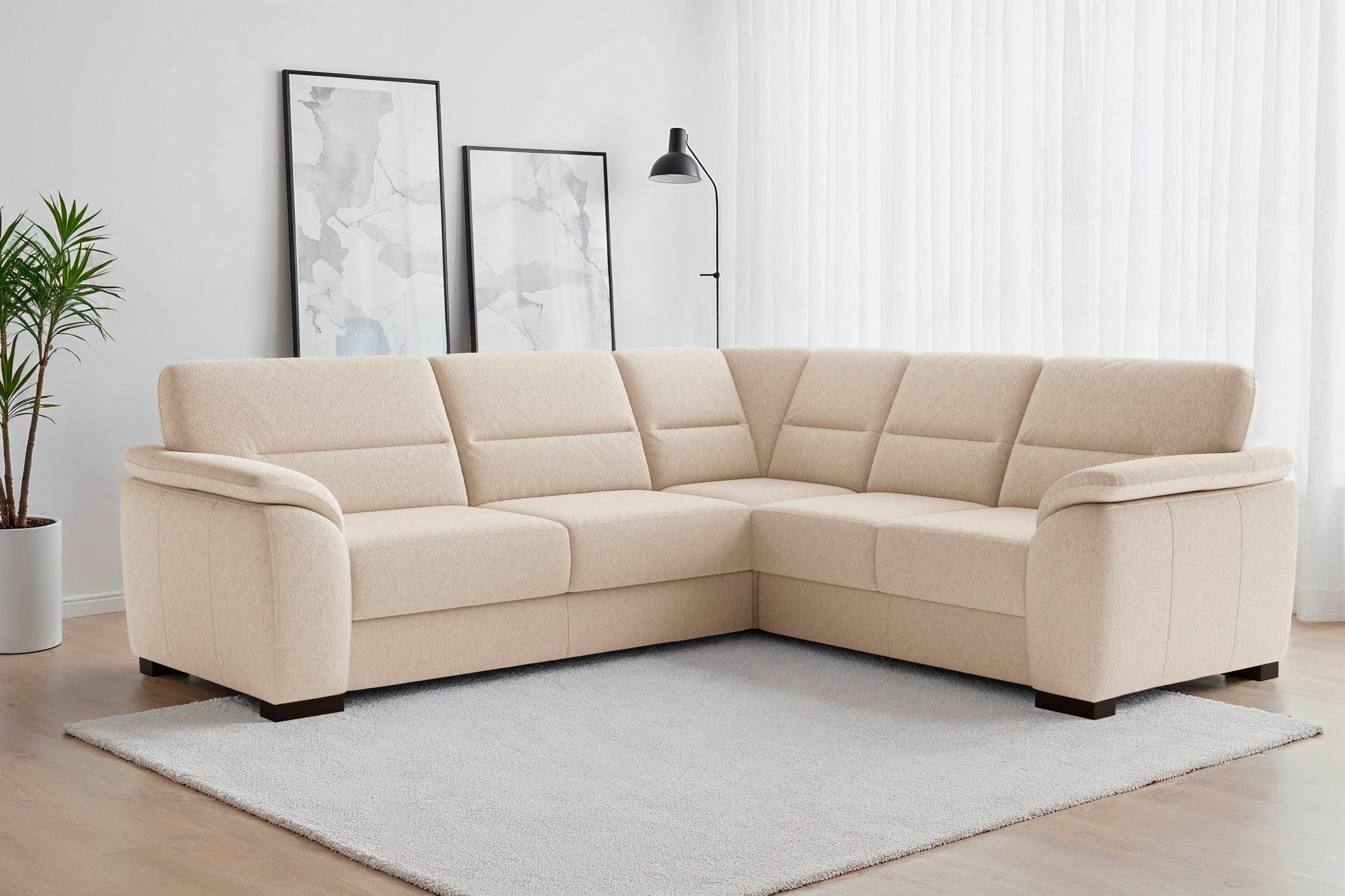 Ecksofa Montego L-Form, B: 256 cm, große Stoffauswahl, Komfortsitzhöhe 46 cm
