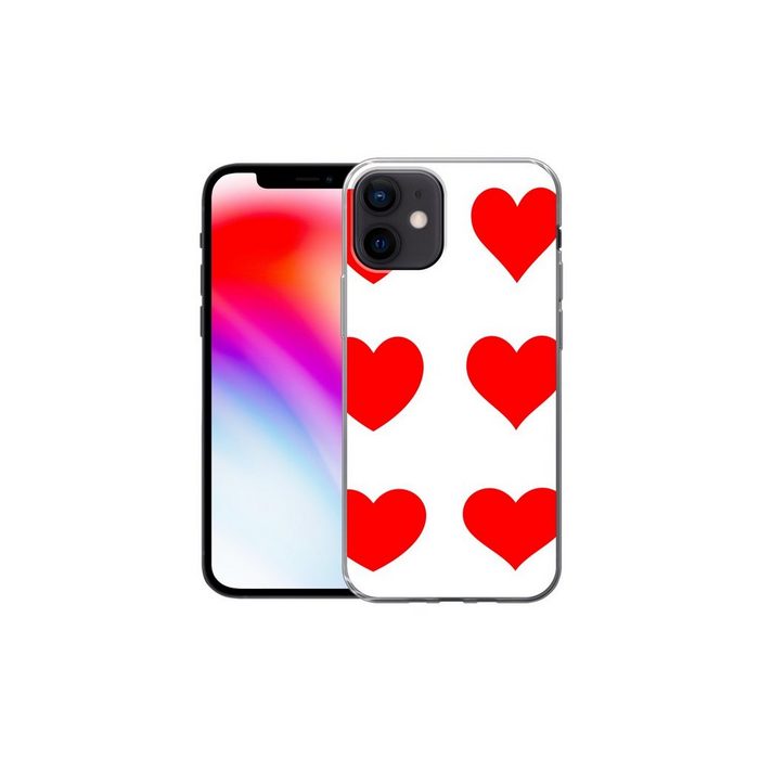MuchoWow Handyhülle Eine Illustration mit neun roten Herzen Handyhülle Apple iPhone 12 Smartphone-Bumper Print Handy ZV11143