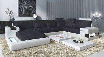 BULLHOFF Schlafsofa Schlafsofa XXL Wohnlandschaft Bettcouch Designsofa Sofa U-Form Schlaffunktion Leder/Stoff Couch XXL Ottomane schwarz grau »HAMBURG« von BULLHOFF, made in Europe, das "ORIGINAL"