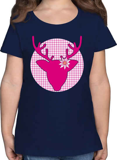 Shirtracer T-Shirt Hirsch Edelweiß Mode für Oktoberfest Kinder Outfit