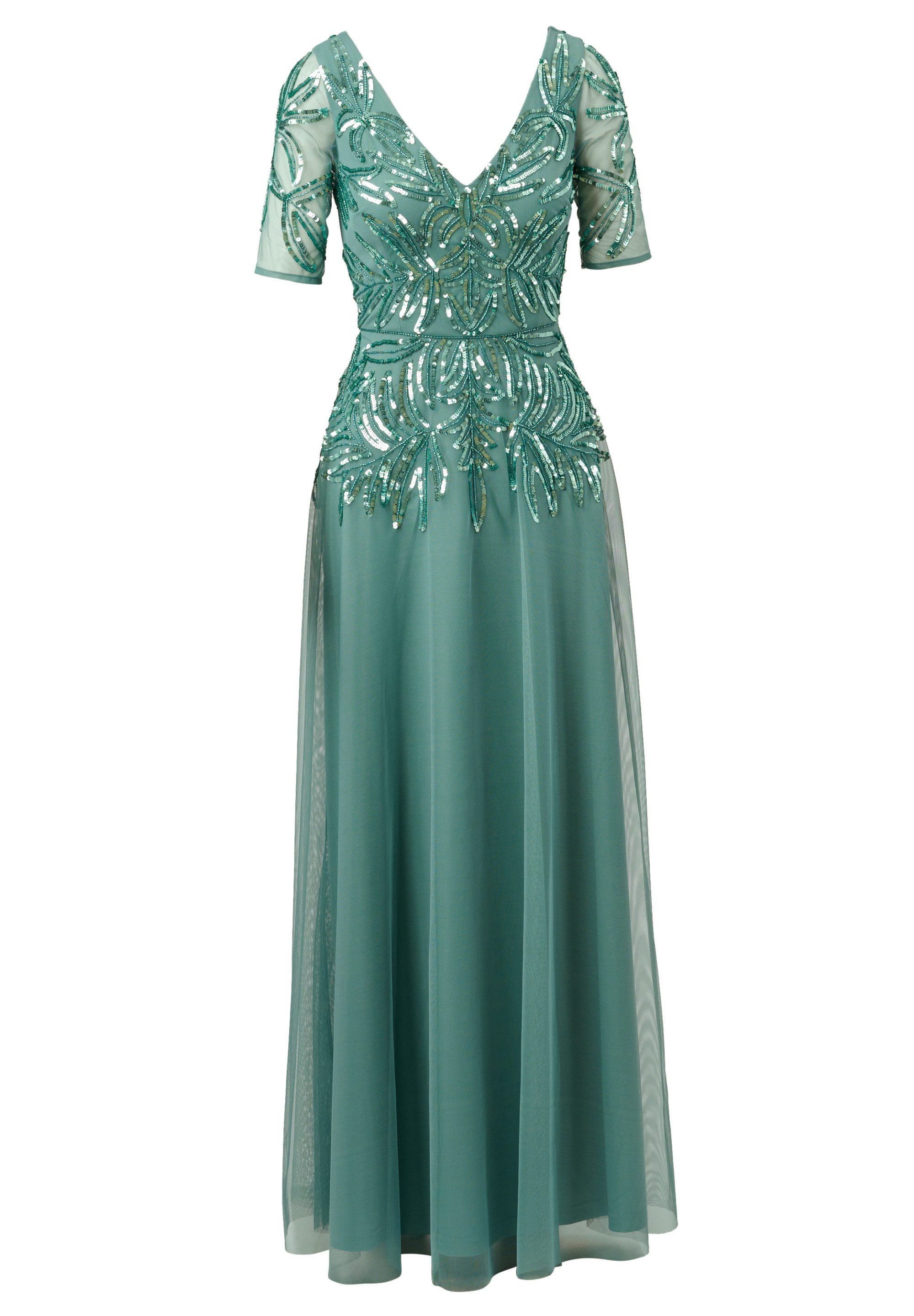 Adrianna Papell Abendkleid Beaded Mesh Long Dress Funkelndes Kleid mit Perlen und Pailletten