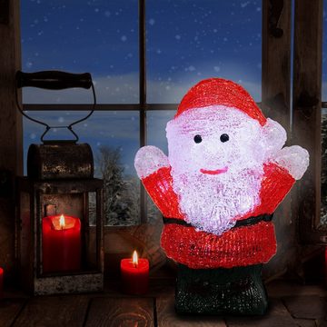 Deuba Dekofigur, Acryl Figur mit LED Weihnachtsmann 18x14x9cm Batterie Weihnachtsdeko