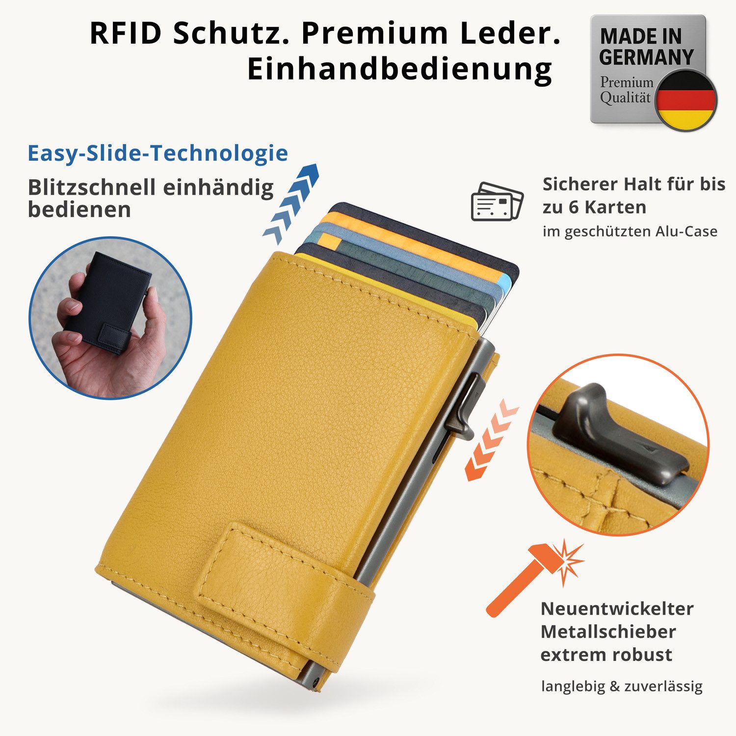 SecWal Geldbörse, Kartenetui mit Münzfach Reißverschluß, Slim Wallet, RFID Schutz, Geldbeutel klein, für Herren und Damen