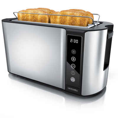 Arendo Toaster, 2 lange Schlitze, für 4 Scheiben, 1500 W, Langschlitz, Brötchenaufsatz, Wärmeisoliertes Gehäuse, Display, Touch