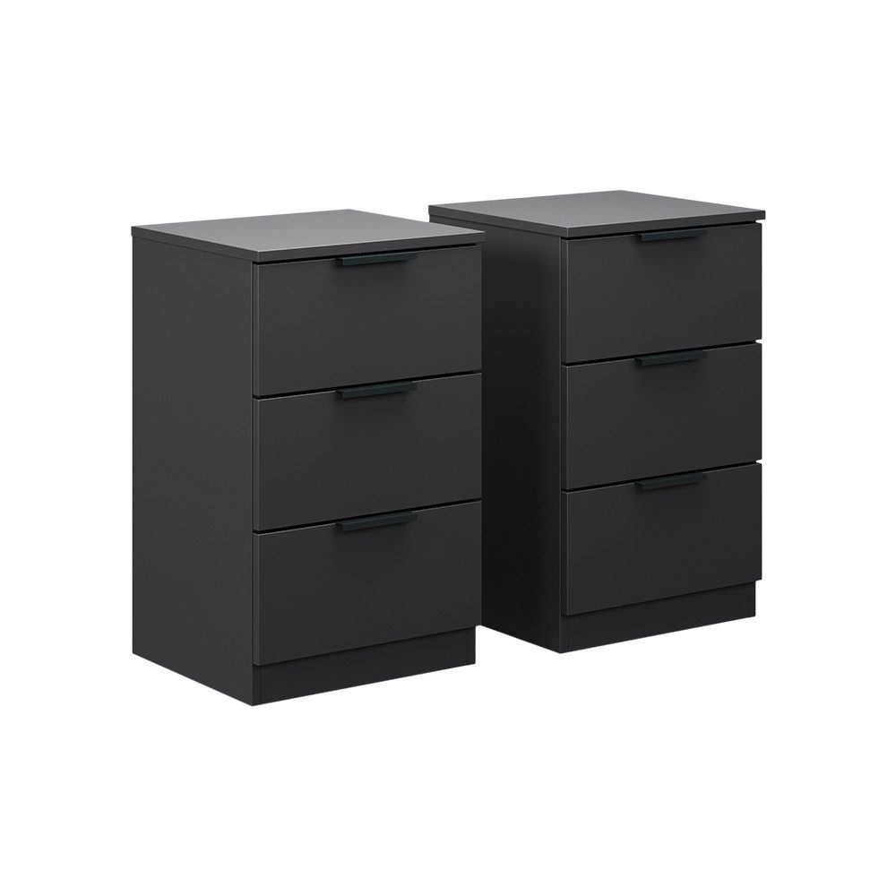 Vicco Nachtschrank Fino, Schwarz, mit Schubladen (2-St)