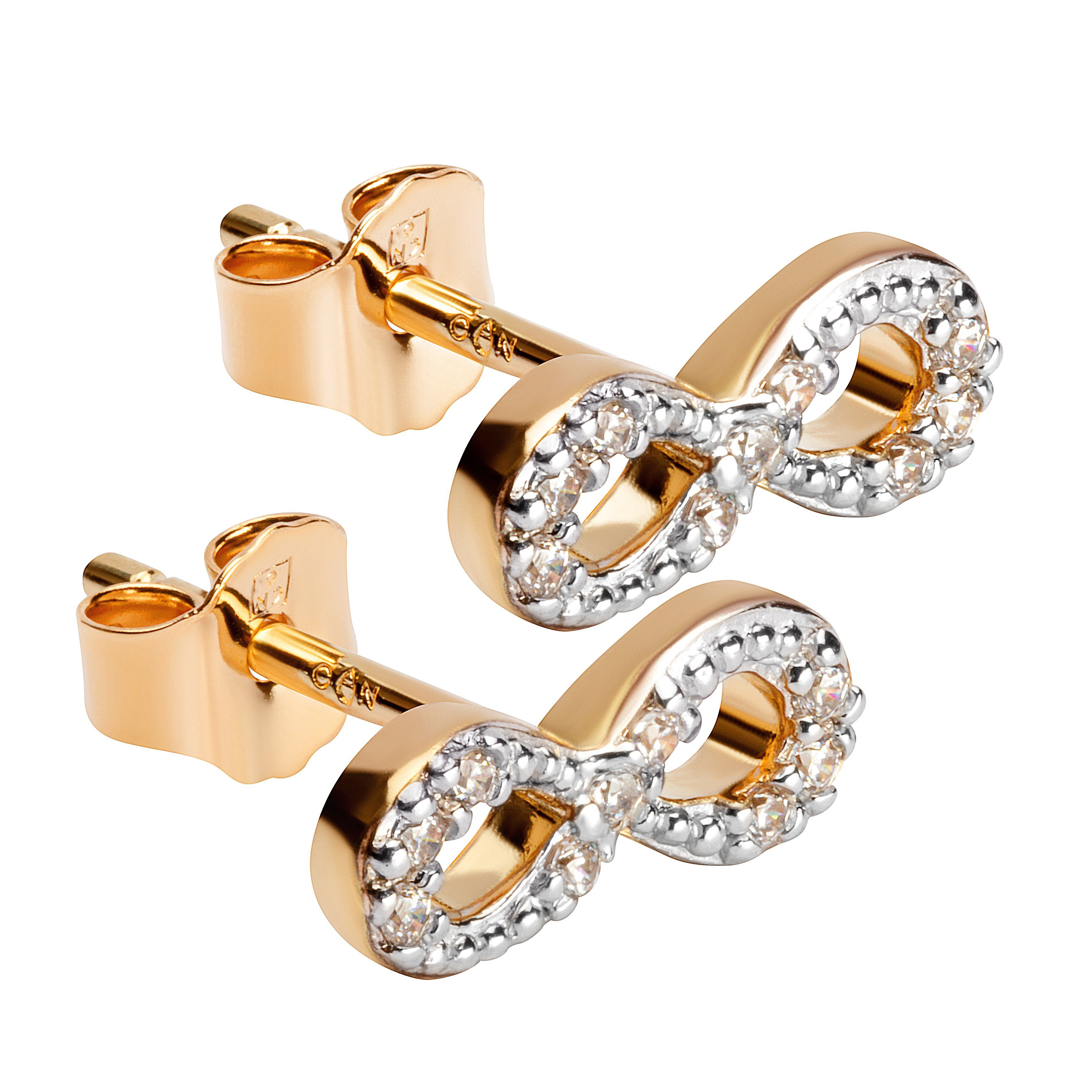Single-Ohrstecker 10x4mm Infinity Ohrstecker Gelb Gold vergoldet
