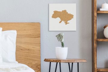 OneMillionCanvasses® Leinwandbild Illustration der Ukraine in Kork, (1 St), Leinwand Bilder für Wohnzimmer Schlafzimmer