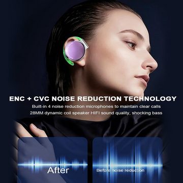 Micool Kabellos Bluetooth V5.3, Open In-Ear-Kopfhörer (Starkes Akku für bis zu 15 Stunden Musikgenuss mit einer Ladung., mit 4-Mikrofon, Comfort Fit Ohrhaken Ohrhörer Sport Headset)