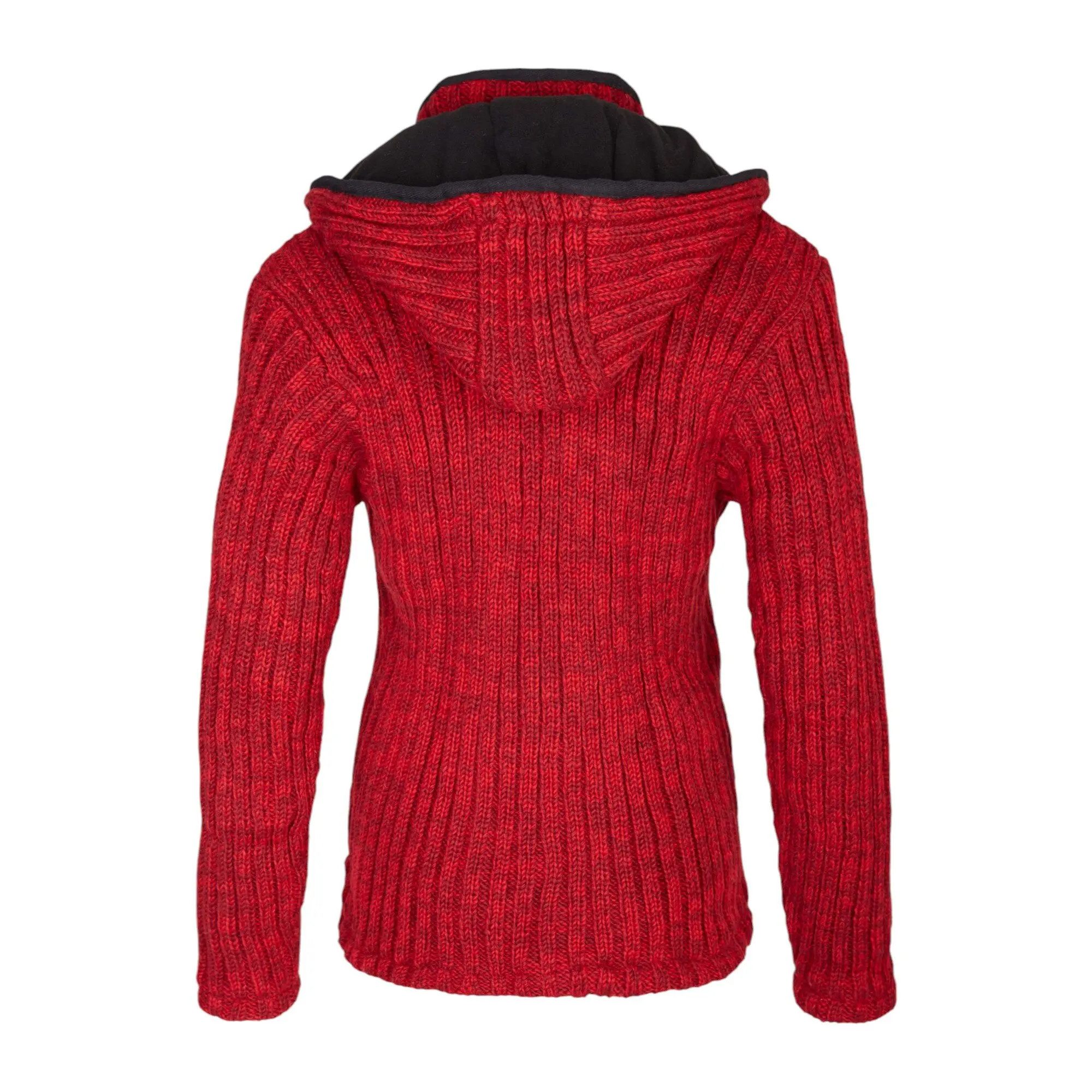 THC Natural Line Strickjacke THC Schafwollstrickjacke rot 715 (1 Stück, 1-tlg., 1 Stück) Strickjacke mit abnehmbarer Kapuze