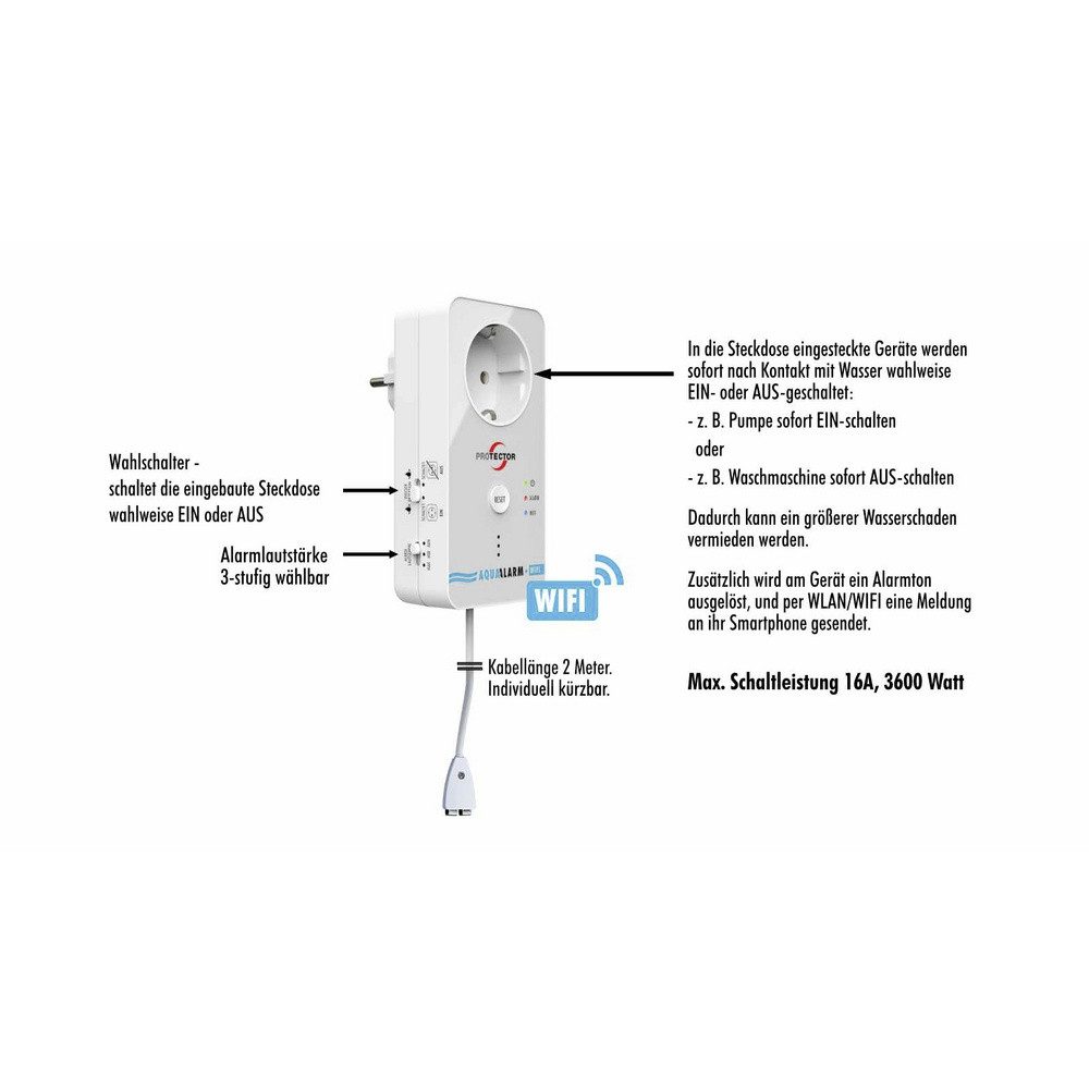 Protector Protector 15021 WA-11 Wassermelder mit WIFI-Alarmweiterleitung mit ex Wassermelder