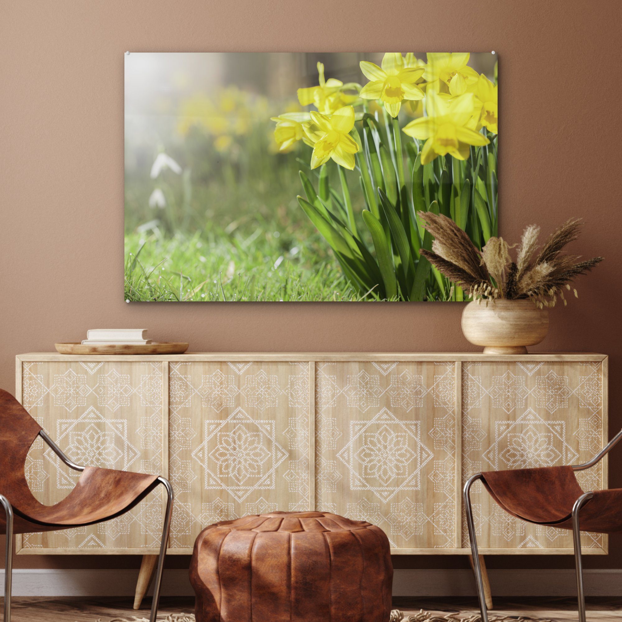 MuchoWow Acrylglasbild Narzisse - & Acrylglasbilder Schlafzimmer Gelb (1 Frühling, - St), Wohnzimmer