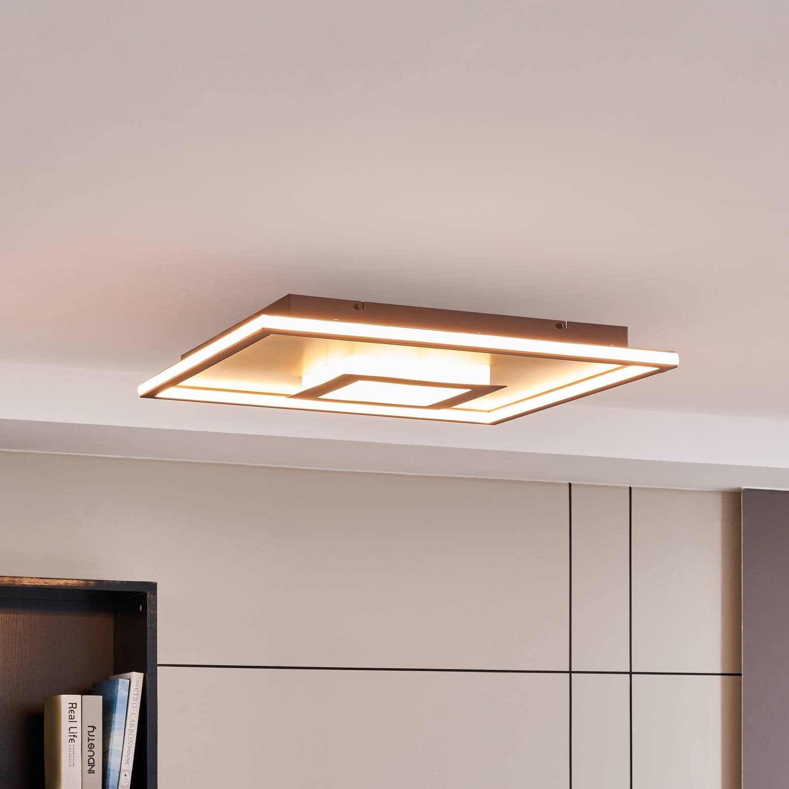 Lindby Deckenleuchten Pekela, LED, Metall, Braun günstig online kaufen