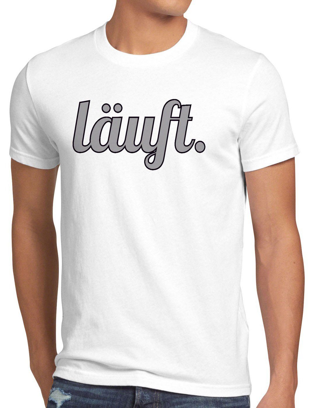 style3 Print-Shirt Herren T-Shirt läuft Funshirt Spruchshirt Shirt Fun bei dir meme kult mir top weiß | T-Shirts