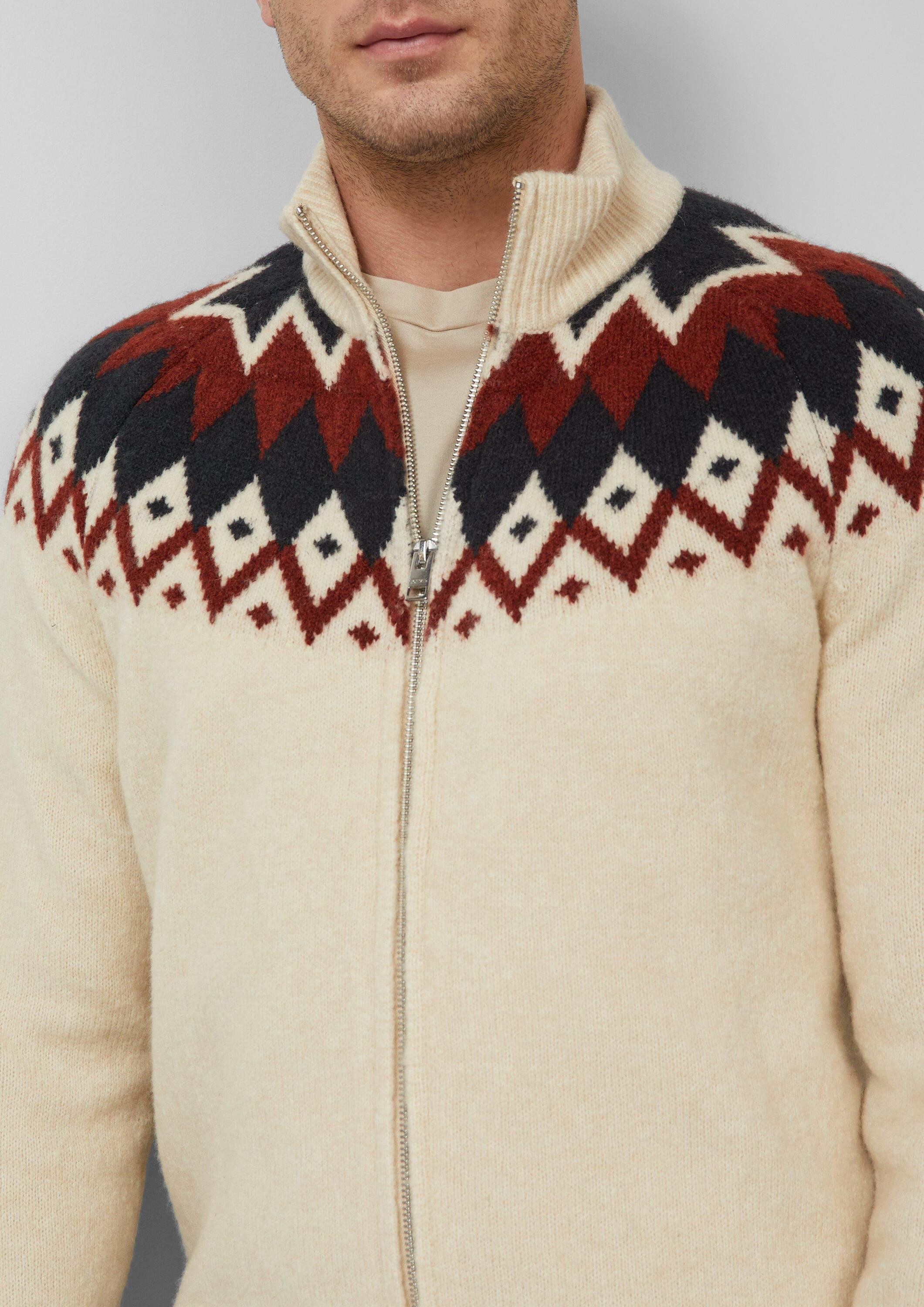 s.Oliver Cardigan Strickjacke Strickjacke aus Wollmix im Norweger-Stil