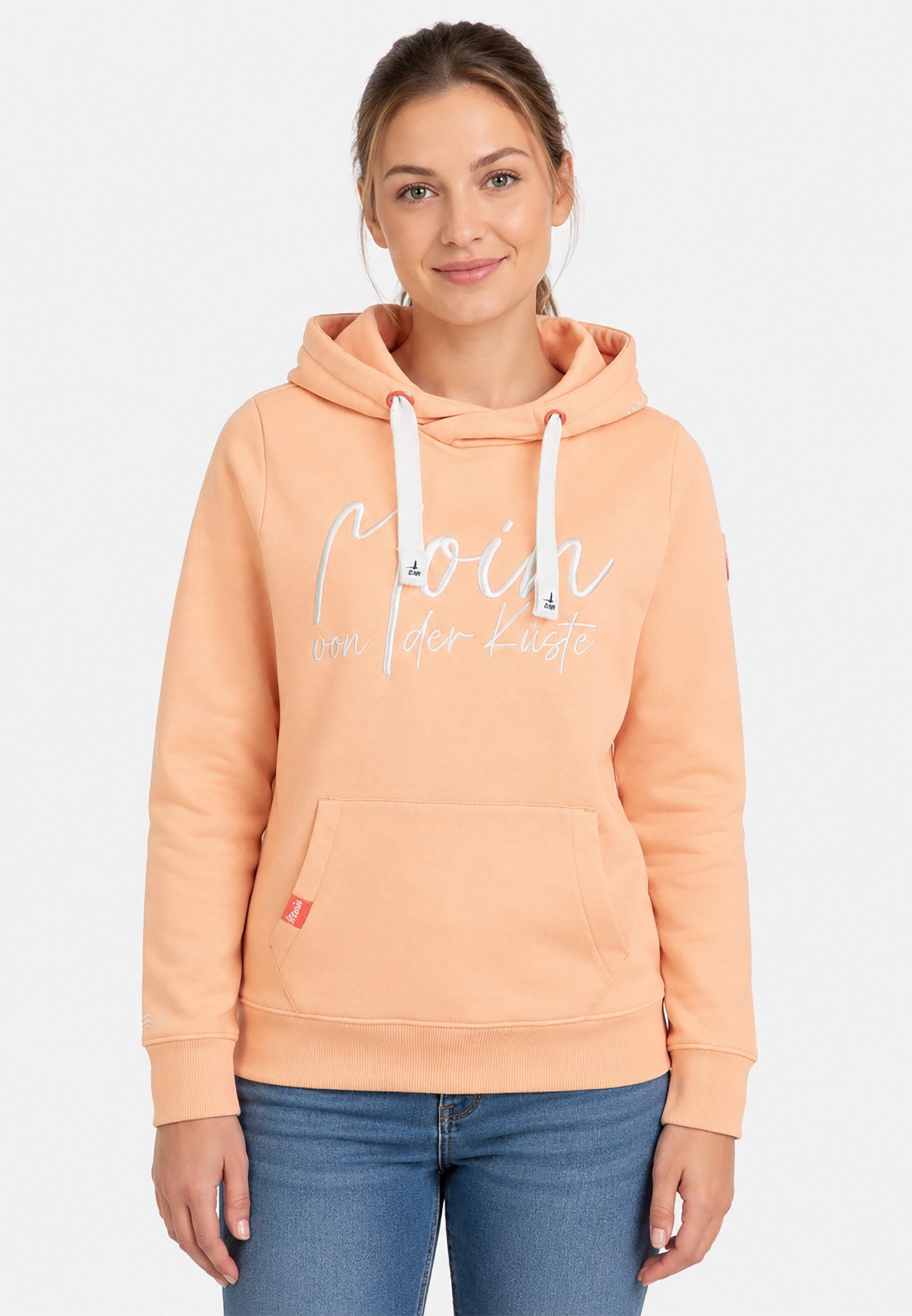 Eight2Nine Hoodie Stickerei Rippbündchen Verstellbare Kapuze Eingrifftaschen für Damen (1-tlg) Baumwolle Normal Fit Kapuze Langarm Spruch atmungsaktiv