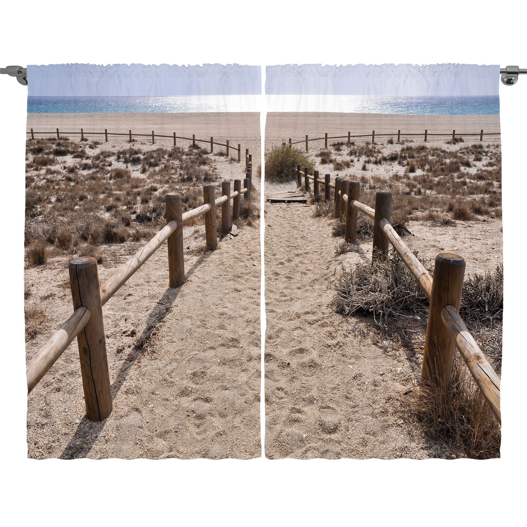 Abakuhaus Gardine Schlafzimmer Kräuselband Vorhang mit Schlaufen und Haken, Strand Coastal Ferien Ozean