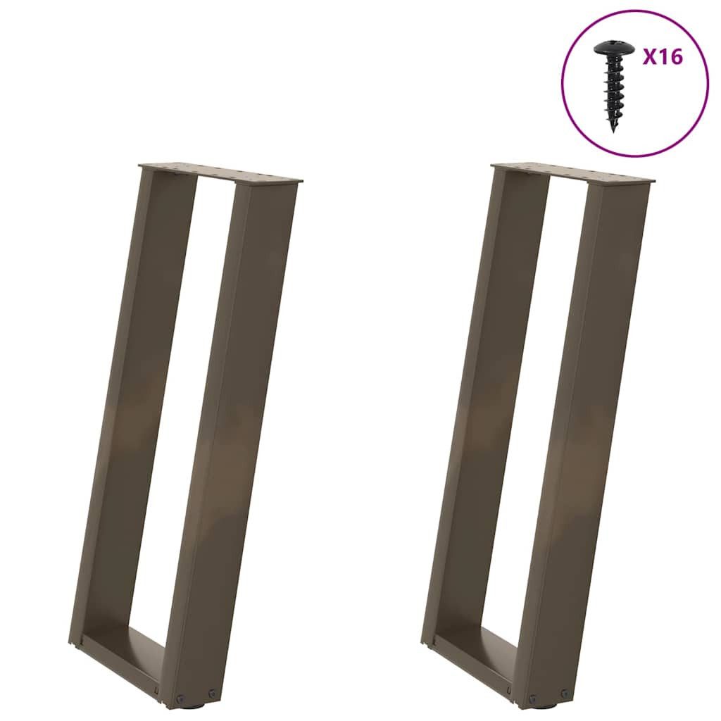 vidaXL Tischbein Konsolentischbeine U-Form 2 Stk. Naturstahl 38x(72-73) cm Stahl