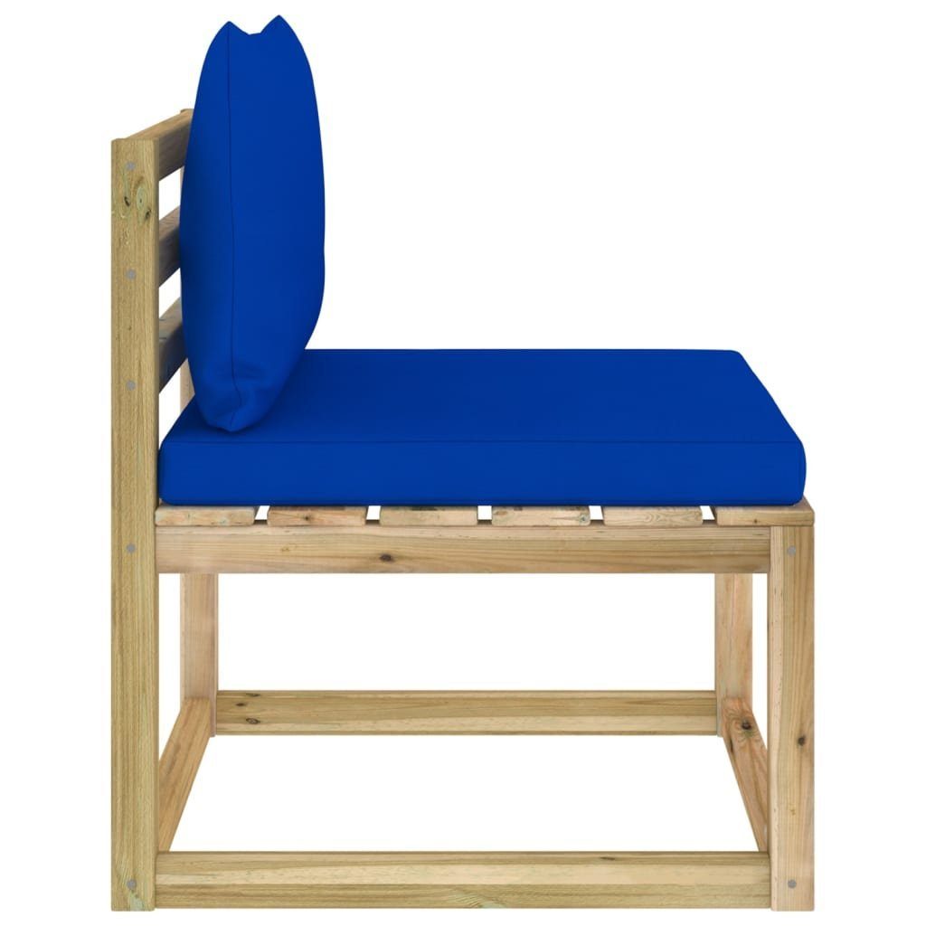 Garten-Mittelsofa Imprägniertes Kissen 1 Grün Loungesofa Teile Blau Kiefernholz, vidaXL mit