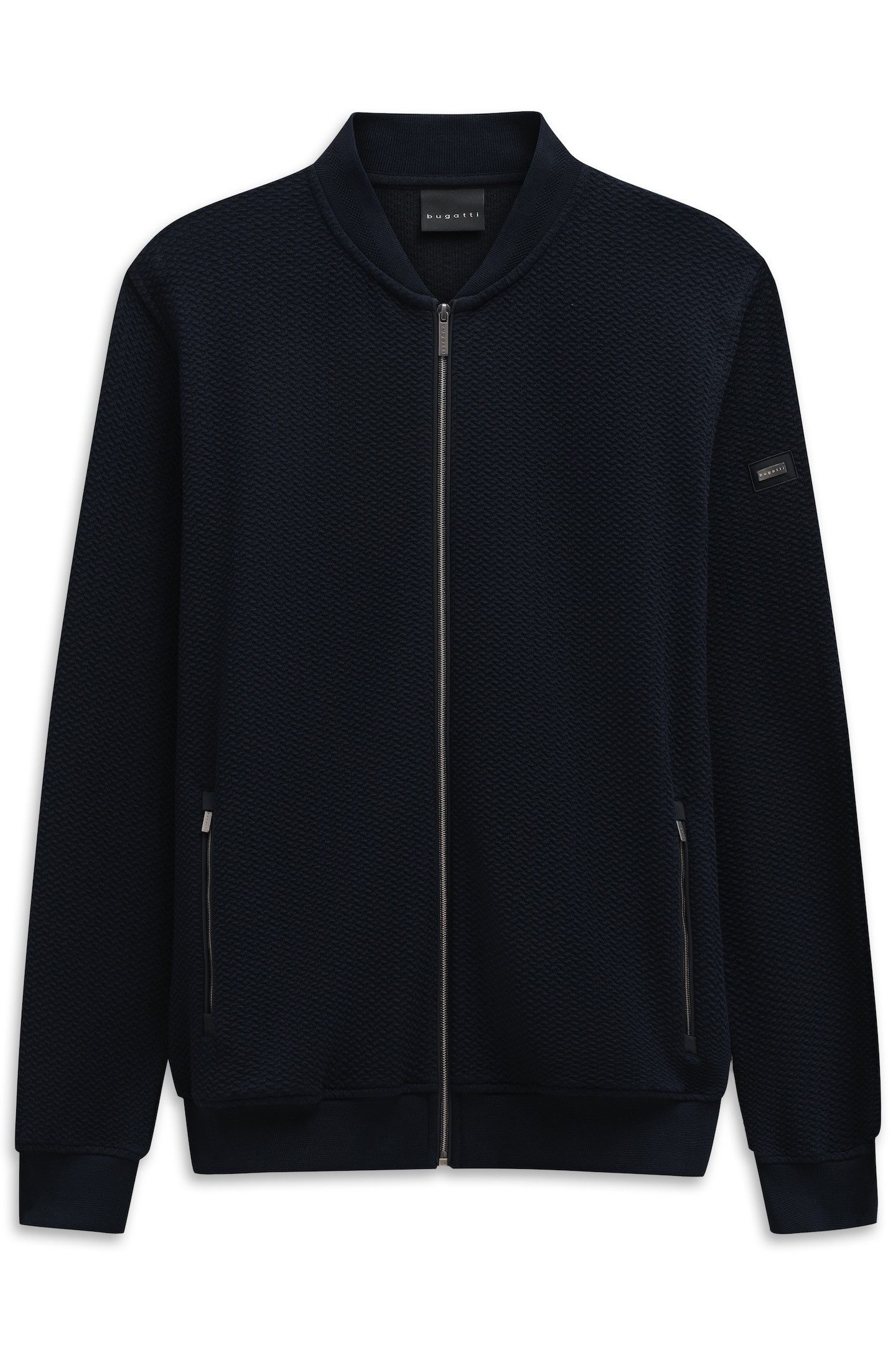 bugatti Sweatjacke Modern Fit mit Collegekragen und Reißverschluss