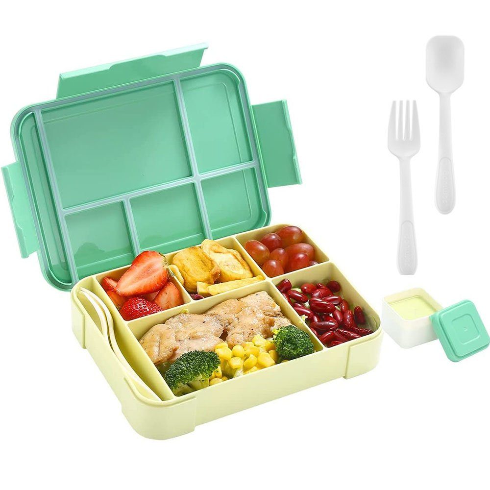 NUODWELL Lunchbox Auslaufsichere Brotdose mit Fach für Kindersnacks grün