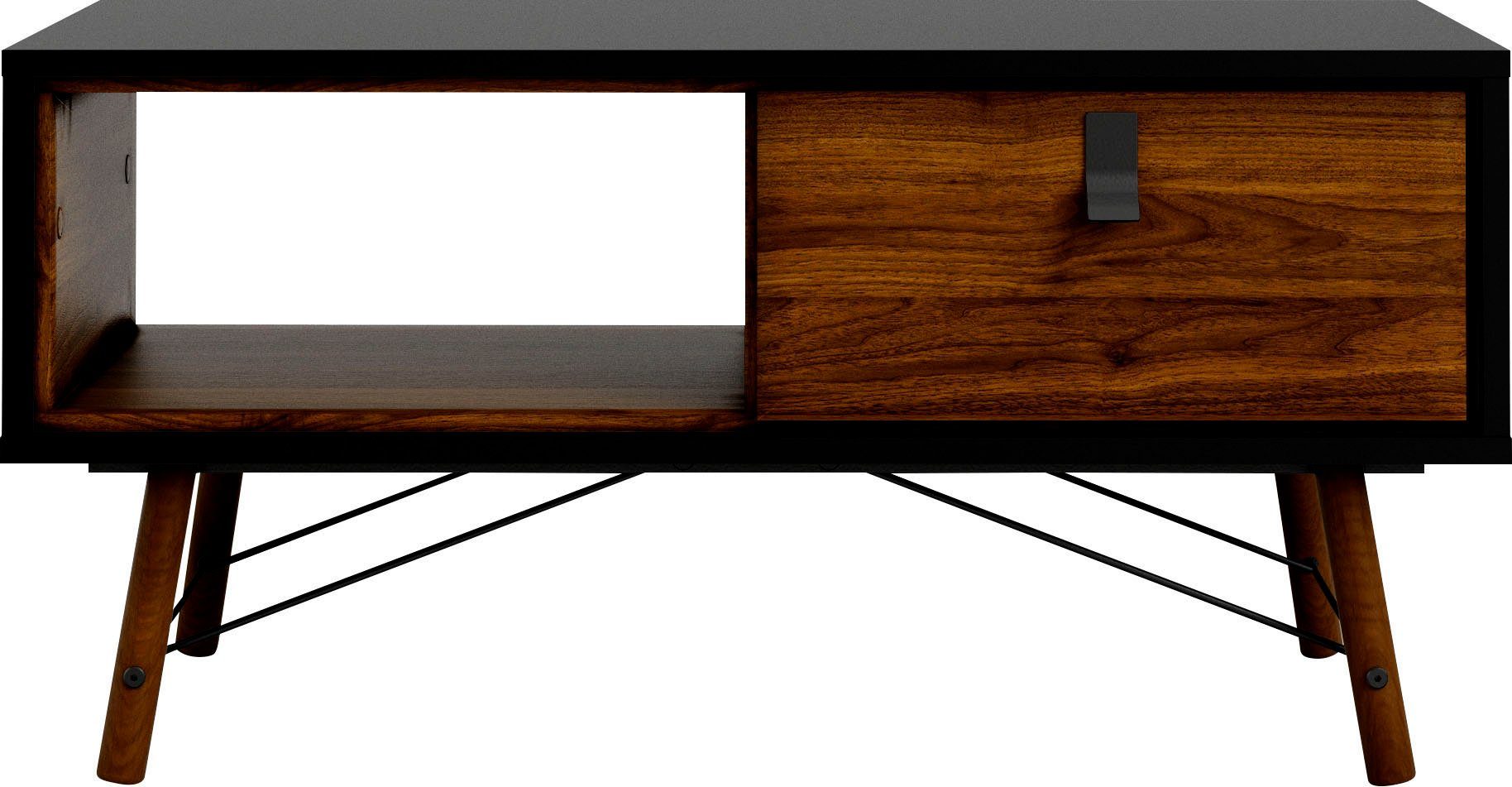 andas Couchtisch Ry Beistelltisch, Sofatisch, Kaffeetisch, Wohnzimmertisch, mit 1 Schublade und einem Ablagefach unter der Tischplatte