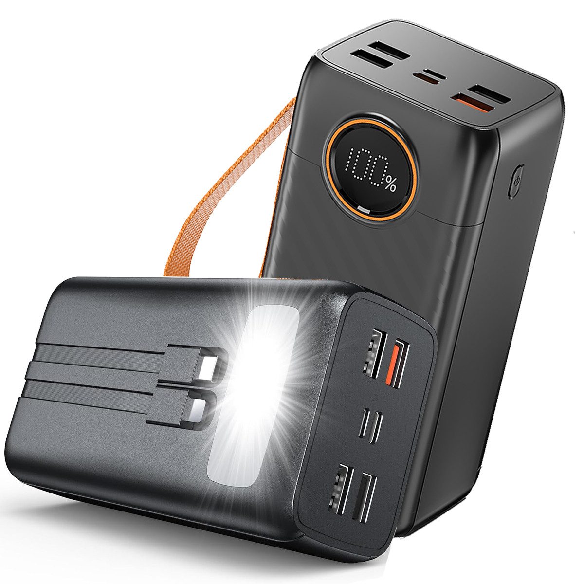AeroAxis 60000mAh power bank, 22,5W Schnellladefunktion, 7 Ausgänge, 2 Eingänge Powerbank 60000 mAh, tragbares Ladegerät mit LED-Taschenlampe, Digitaldisplay, Camping