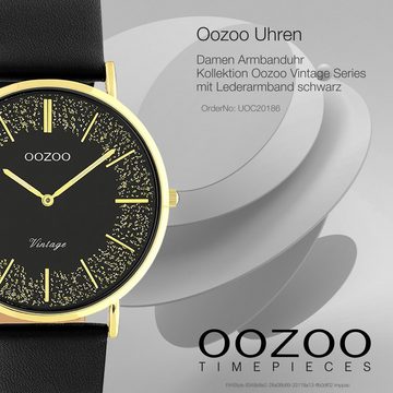 OOZOO Quarzuhr Oozoo Damen Armbanduhr Vintage Series, Damenuhr rund, mittel (ca. 36mm) Lederarmband, Fashion-Style