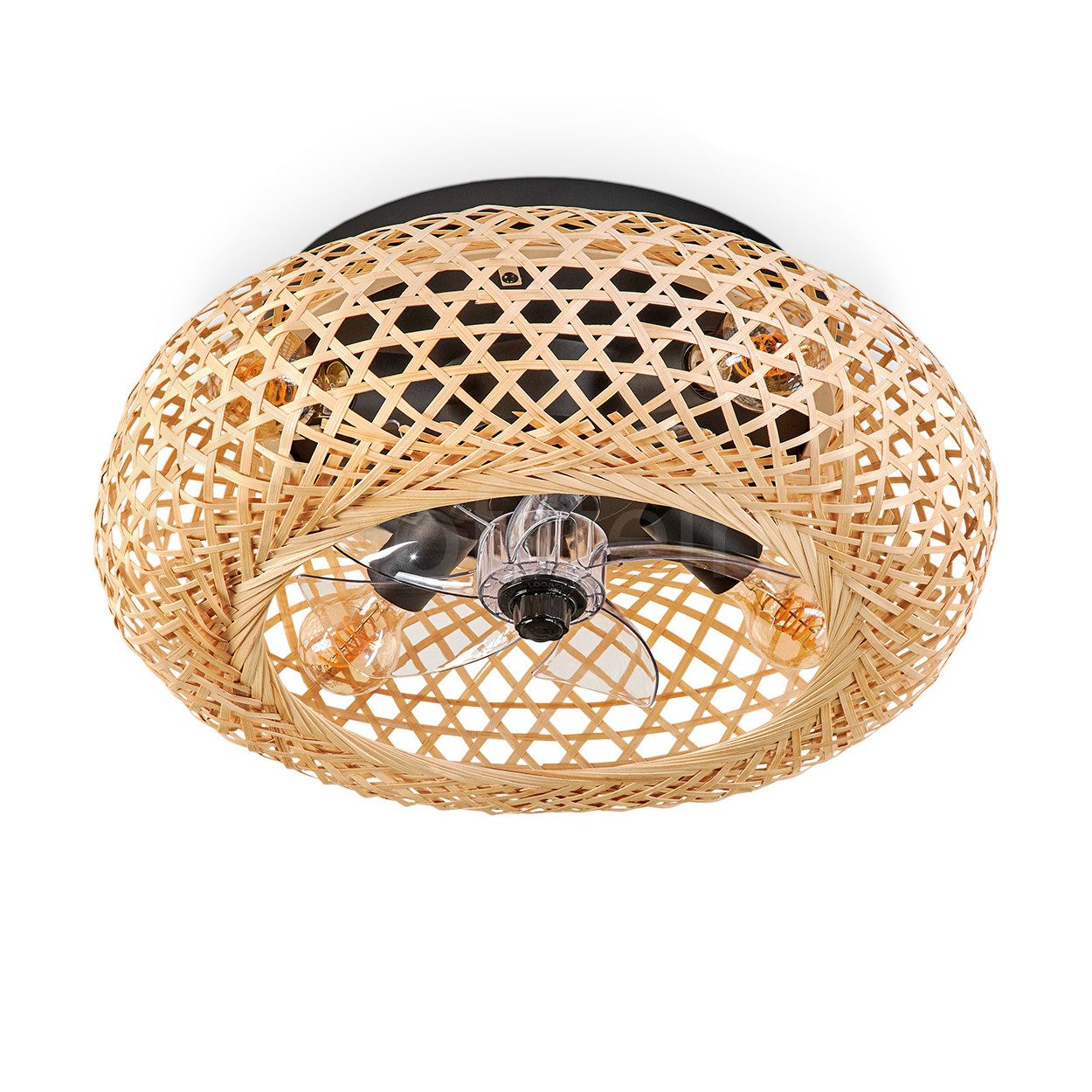 hofstein Deckenleuchte Deckenventilator mit Beleuchtung aus Metall/Bambus, günstig online kaufen