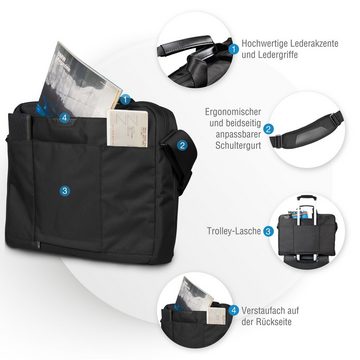 Everki Laptoptasche Lunar EKB417BK18 18,4 Zoll Notebook Tasche (19 l, Magnetverschluss), Ledergriffe / viele Fächer / Ergonomischer Schultergurt / Schwarz