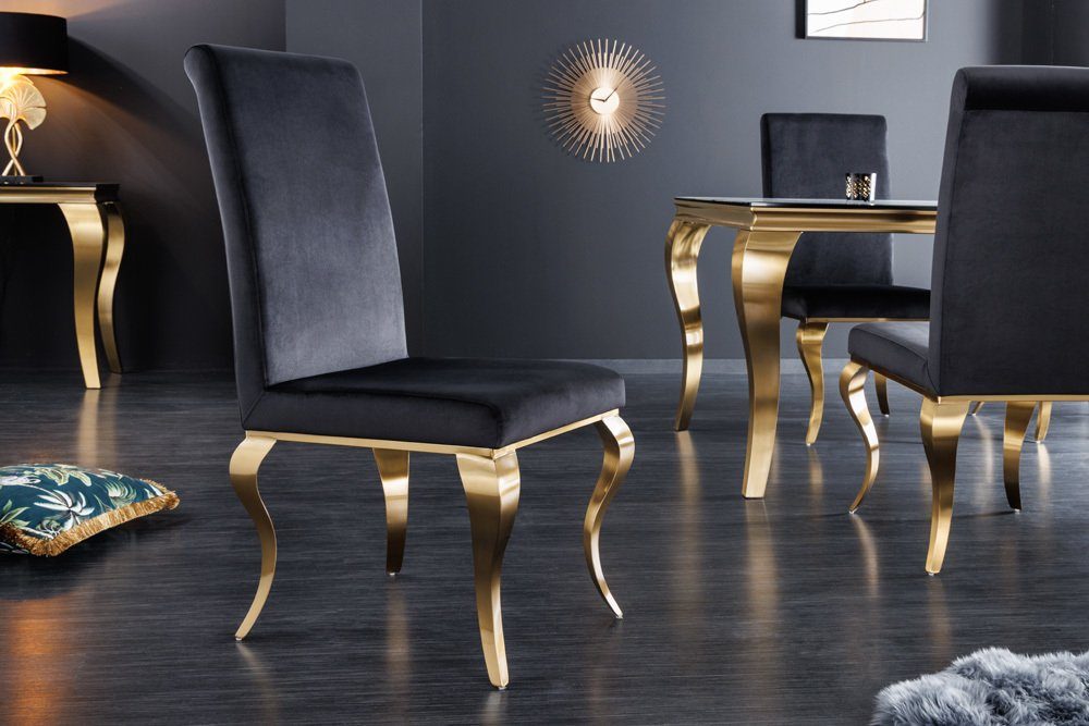 riess-ambiente Polsterstuhl MODERN BAROCK schwarz / gold (Einzelartikel, 1 günstig online kaufen