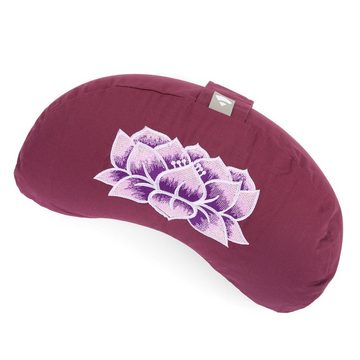 bodhi Halbmond-Kissen Meditationskissen YOGI MOND ECO, mit Stickerei: Lotus Blüte aubergine