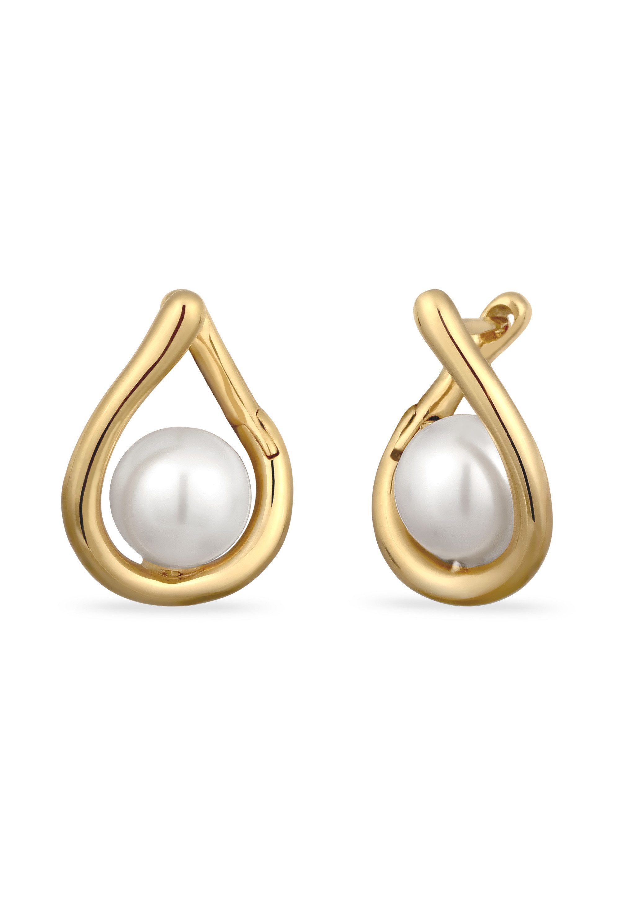 Elli Paar Creolen Creolen mit Perlen von Swarovski® 925 Sterling Silber