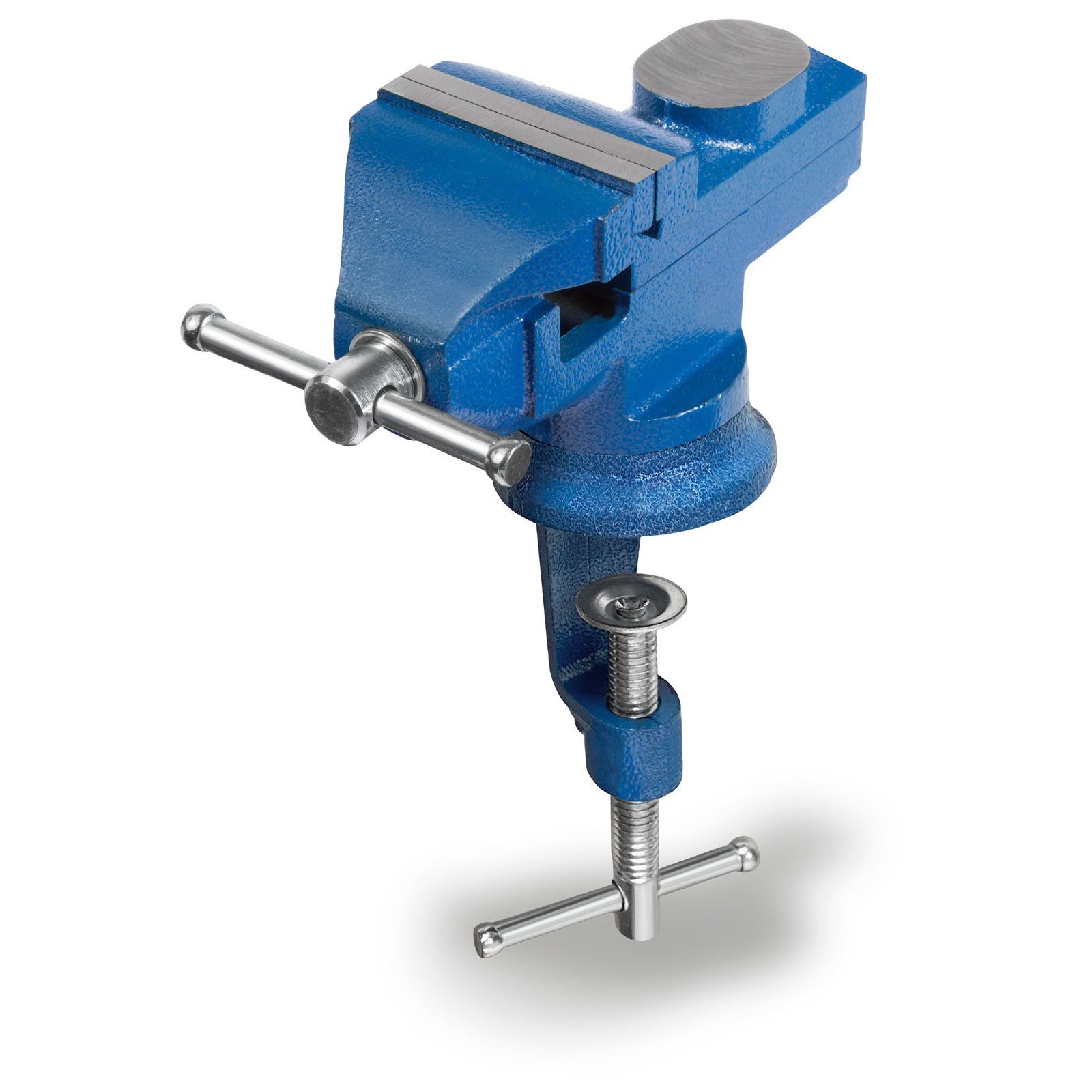 EBERTH Schraubstock Mini Schraubstock mit Tischklemme, 360° drehbar, kleiner Tischschraubstock mit 60 mm Spannbackenbreite