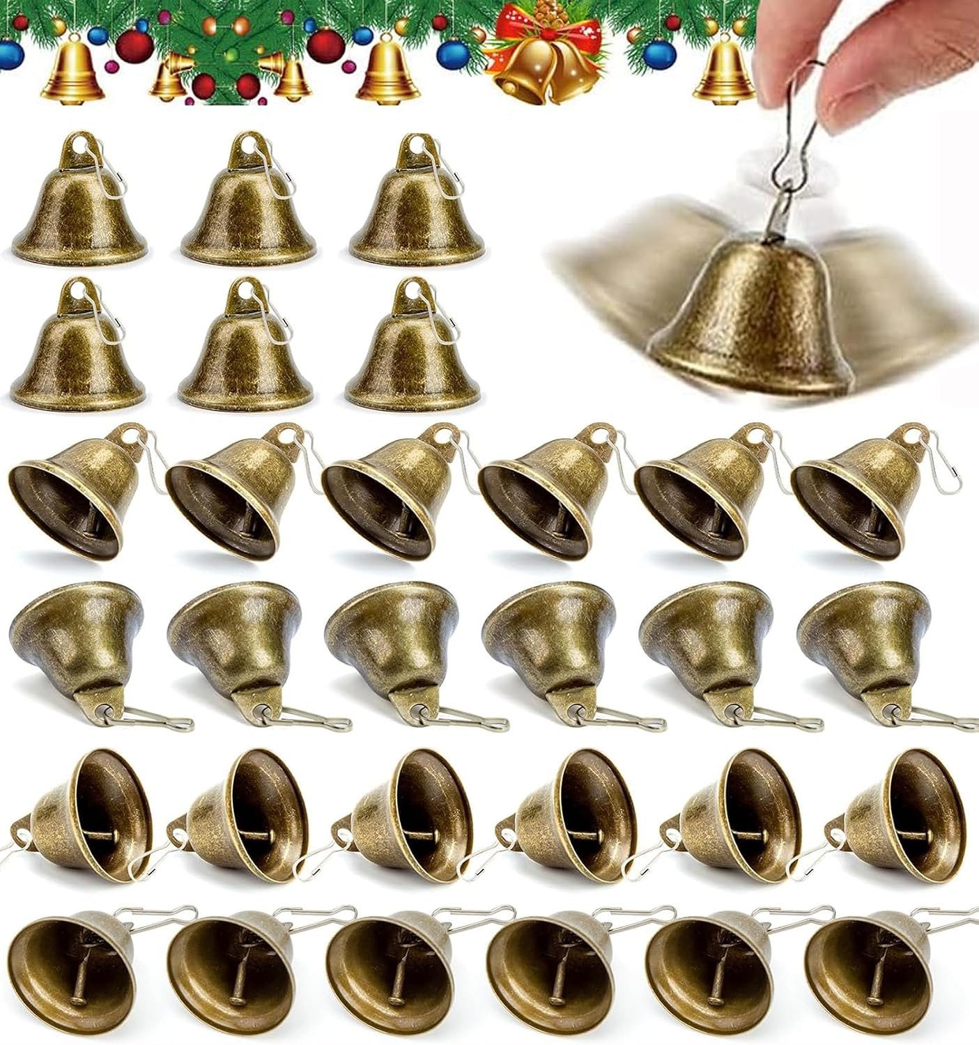 FELIXLEO Tortenglocke 30 Stk Glöckchen zum Basteln, Bronze Vintage,(1-tlg)