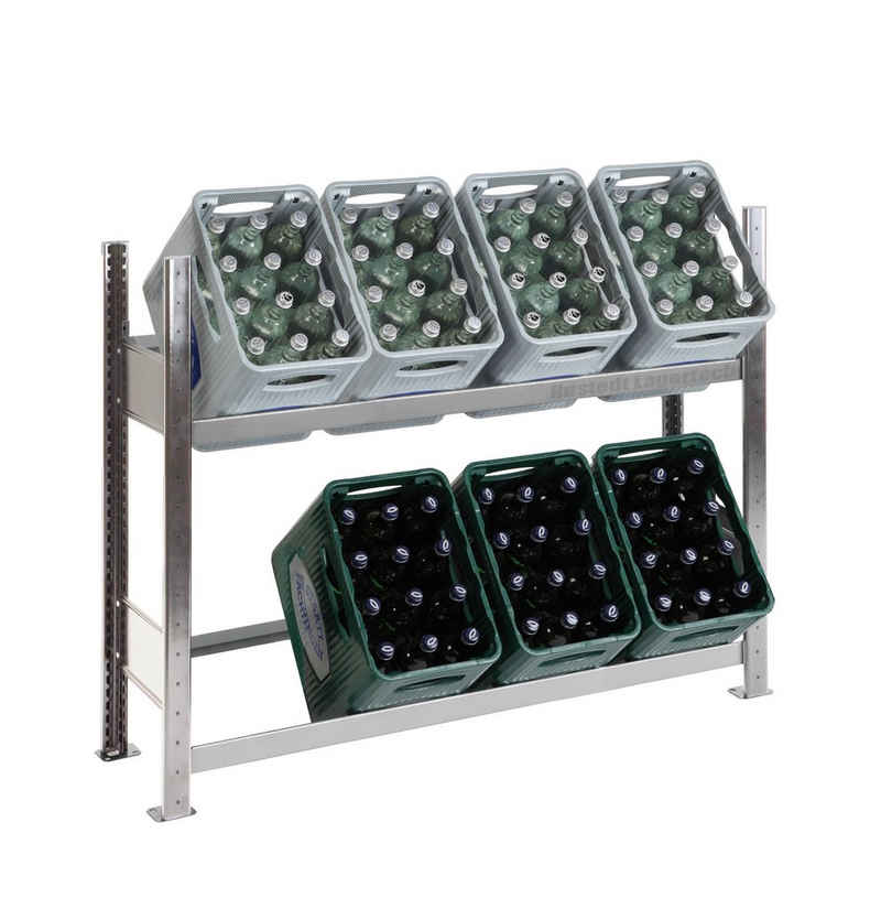 SCHULTE Lagertechnik Regal Getränkekistenregal für 8 Kästen, 100x136x34 cm HxBxT, 150 kg/Ebene