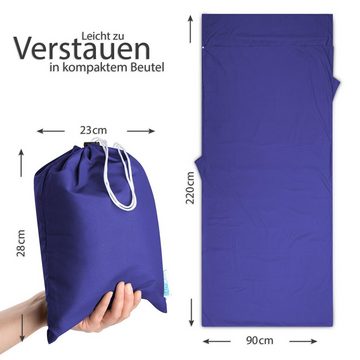 EAZY CASE Deckenschlafsack Schlafsack Mikrofaser Inlett, Camping Reiseschlafsack für Handgepäck Roadtrip Dünn Schlafsack Blau