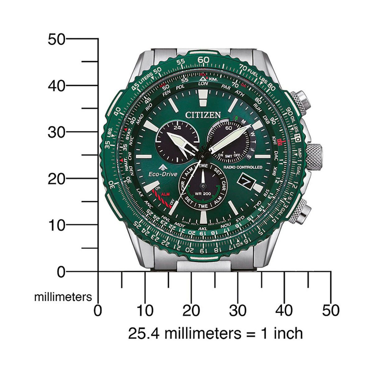 Citizen Funkchronograph Promaster Sky CB5004-59W, Armbanduhr, Herrenuhr, Solar, Stoppfunktion, bis 20 bar wasserdicht – Bild 2 von 4