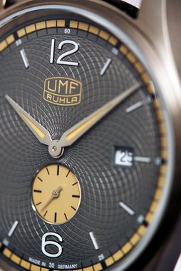 UMF Ruhla Titanuhr 1136-2, UMF Ruhla TITAN Limited Edition Quarz-Armbanduhr, schwarzes Kalbslederband und graues Ziffernblatt - Made in Germany