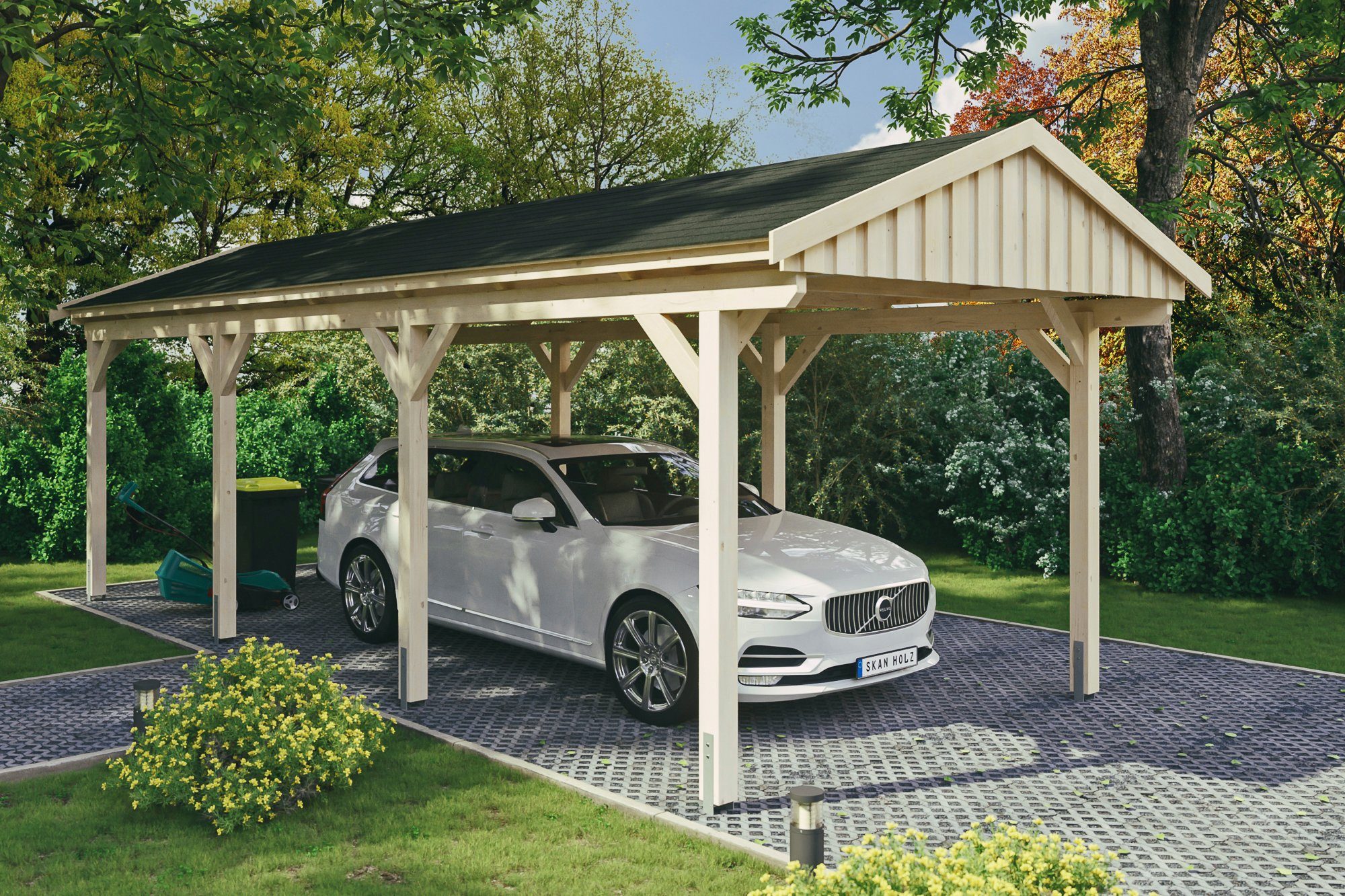 Neu eröffnet Skanholz Einzelcarport Fichtelberg, schwarzen cm 317x808 273 cm, Schindeln Einfahrtshöhe, mit BxT