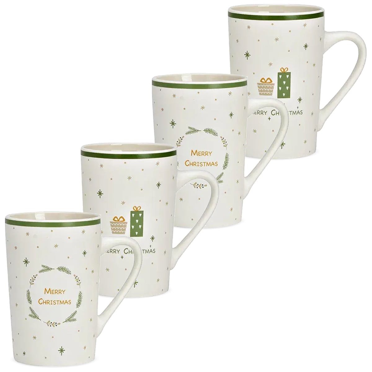 Tasse Große Weihnachts-Tassen mit Spruch 4er Set Porzellan 8 cm, 385 ml