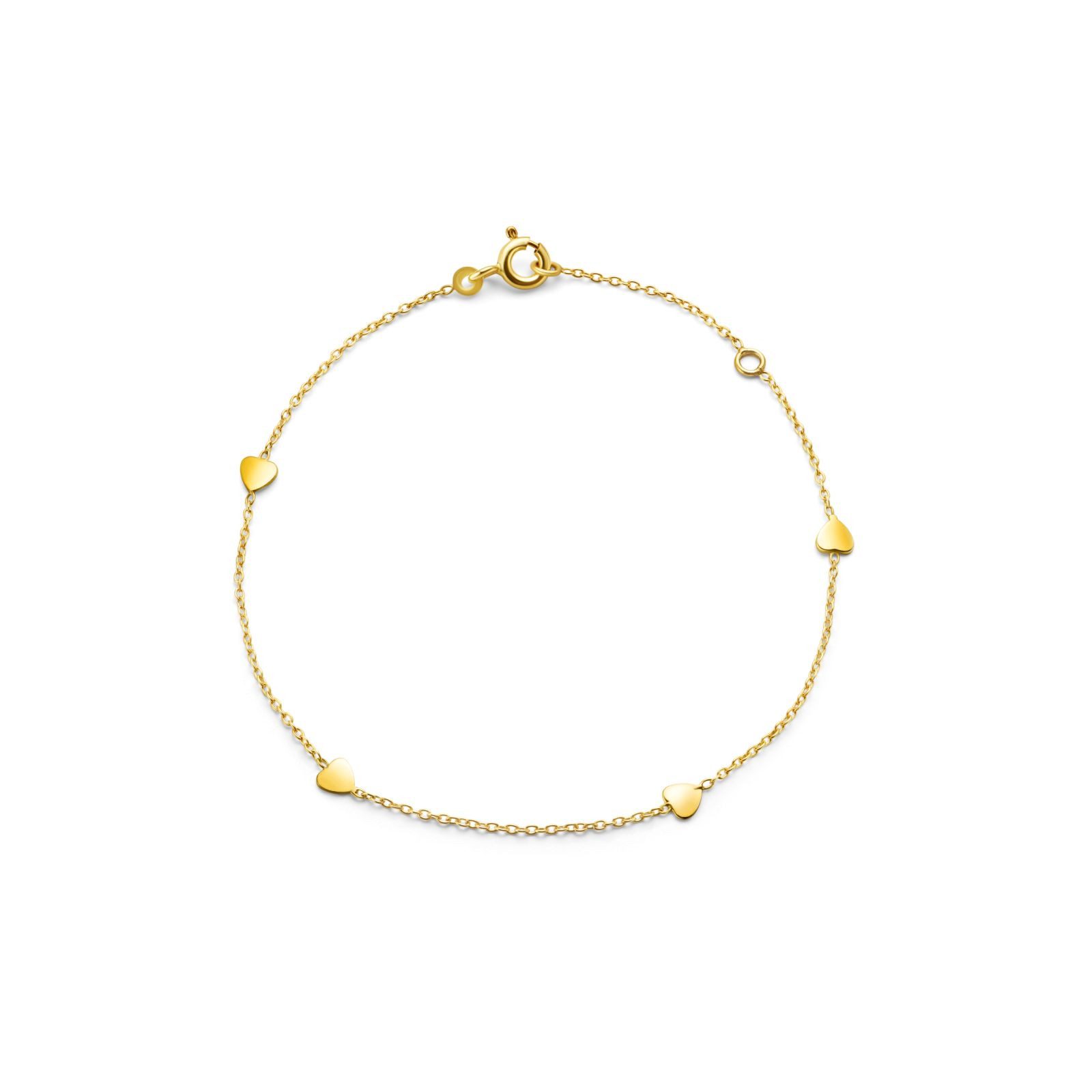 Miore Charm-Armband MGM941B - Klassisches Goldarmband mit Herzen - 9 Kt. 375 Gelbgold, Ankerkette für Damen - Made in Italy