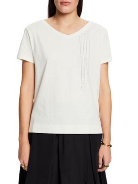 Esprit Collection T-Shirt Jersey-T-Shirt mit Strass-Detail (1-tlg)