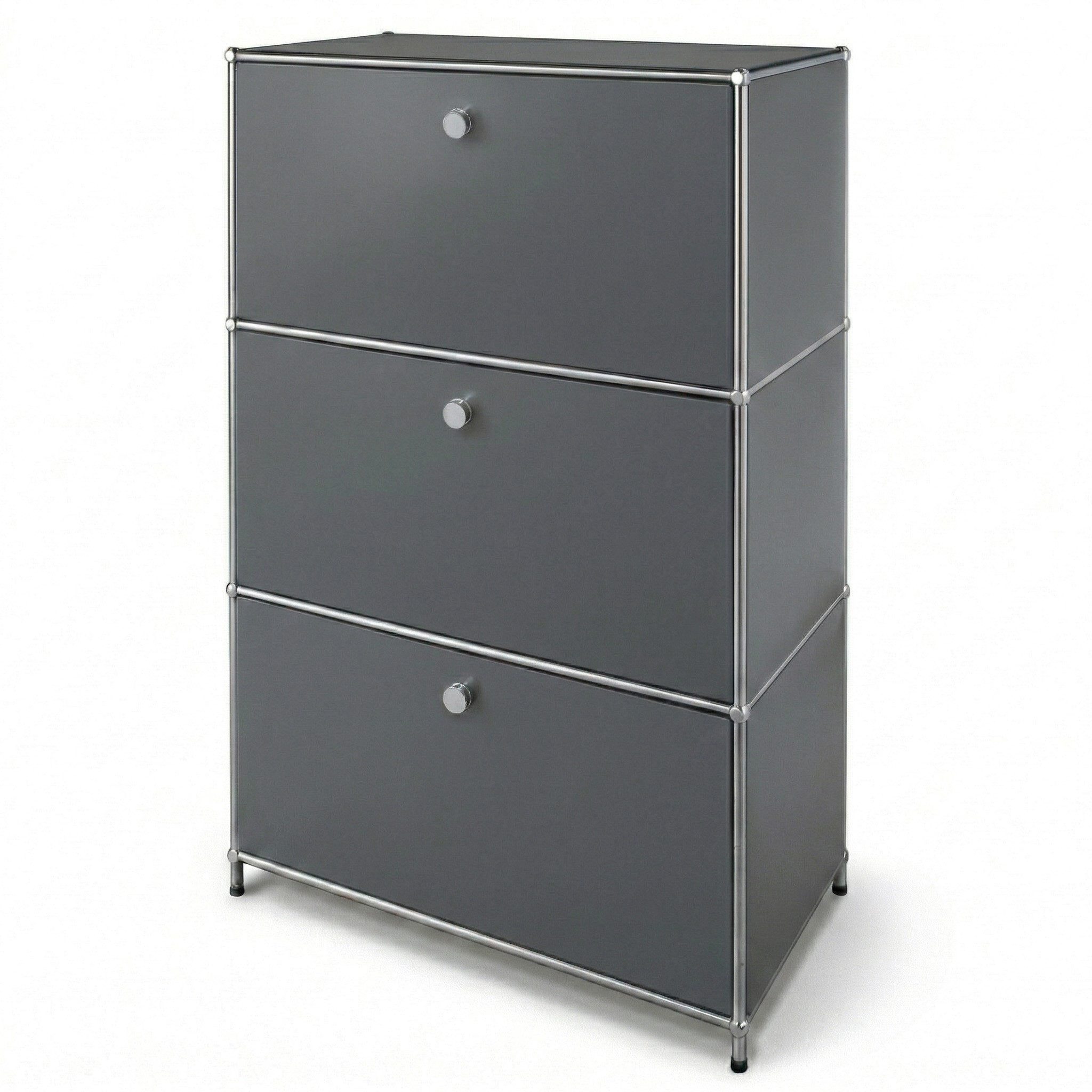 Floordirekt Sideboard Concept Epure MK-129 Metallschrank, 3 verschließbare Fächer, 3 verschließbare Fächer, B75×T40×H120 cm