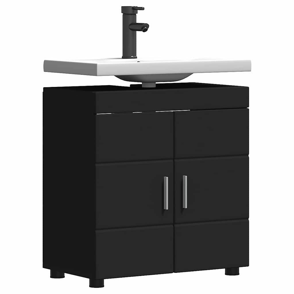 vidaXL Badezimmerspiegelschrank Badezimmerschrank-Set TULUM Schwarz 60 x 34 günstig online kaufen