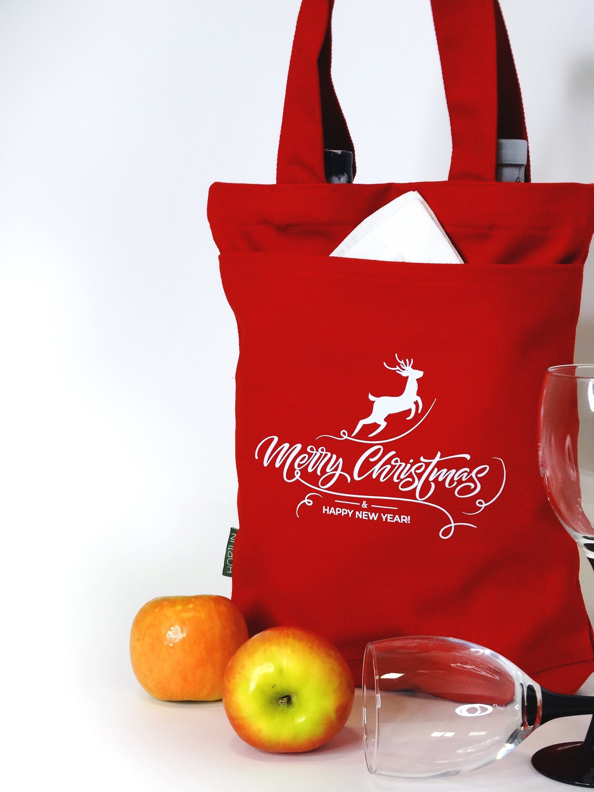 Horjun Flaschenträger Weinsäckchen, Wein Geschenktaschen (Weihnachtsgeschenke, 2-St., Flaschenkorb), 100% Baumwolle, Gabardine Stoff