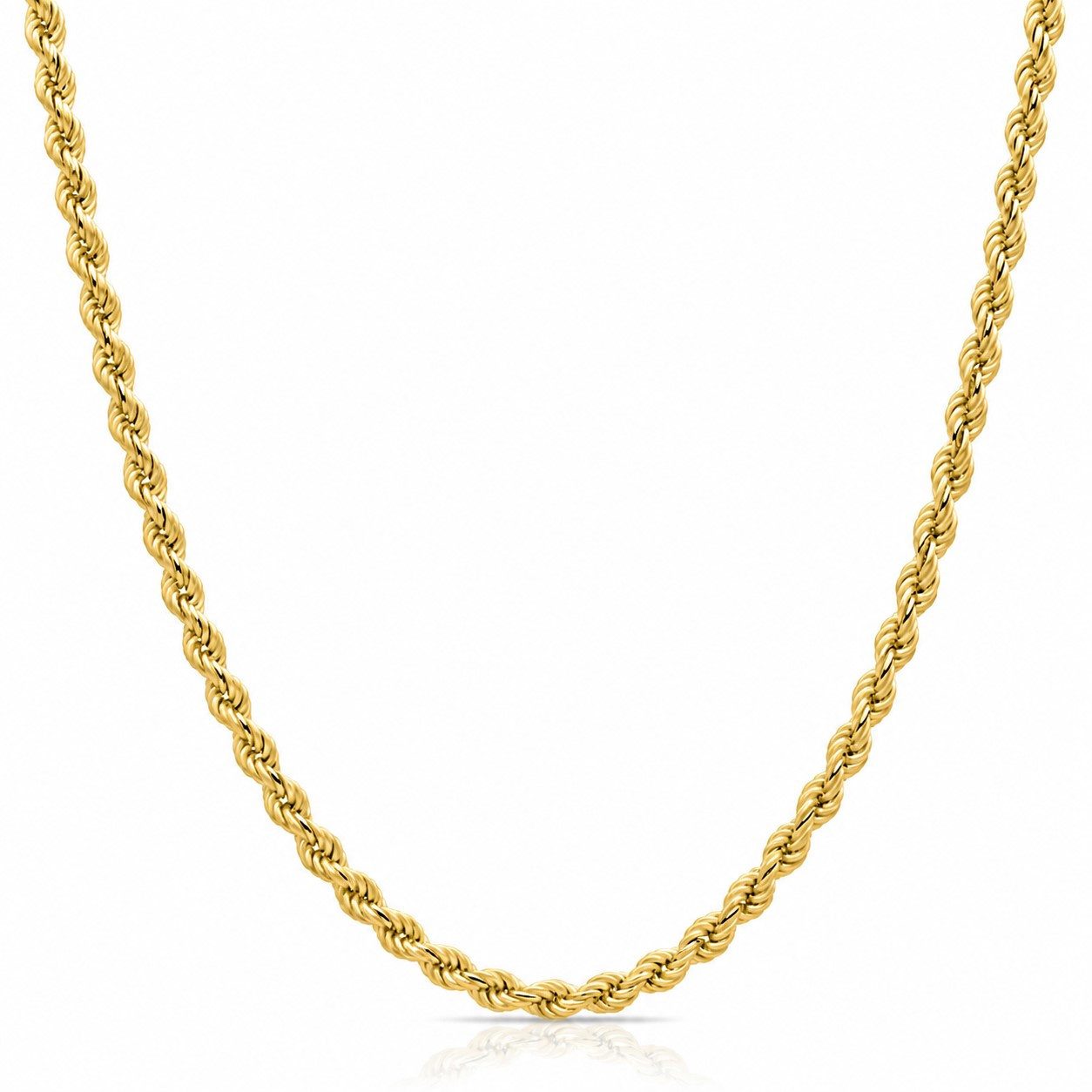 Tony Fein Kette ohne Anhänger Kordelkette 5 mm 585er Vergoldet Hochglanzpoliert, Made in Italy für Damen und Herren