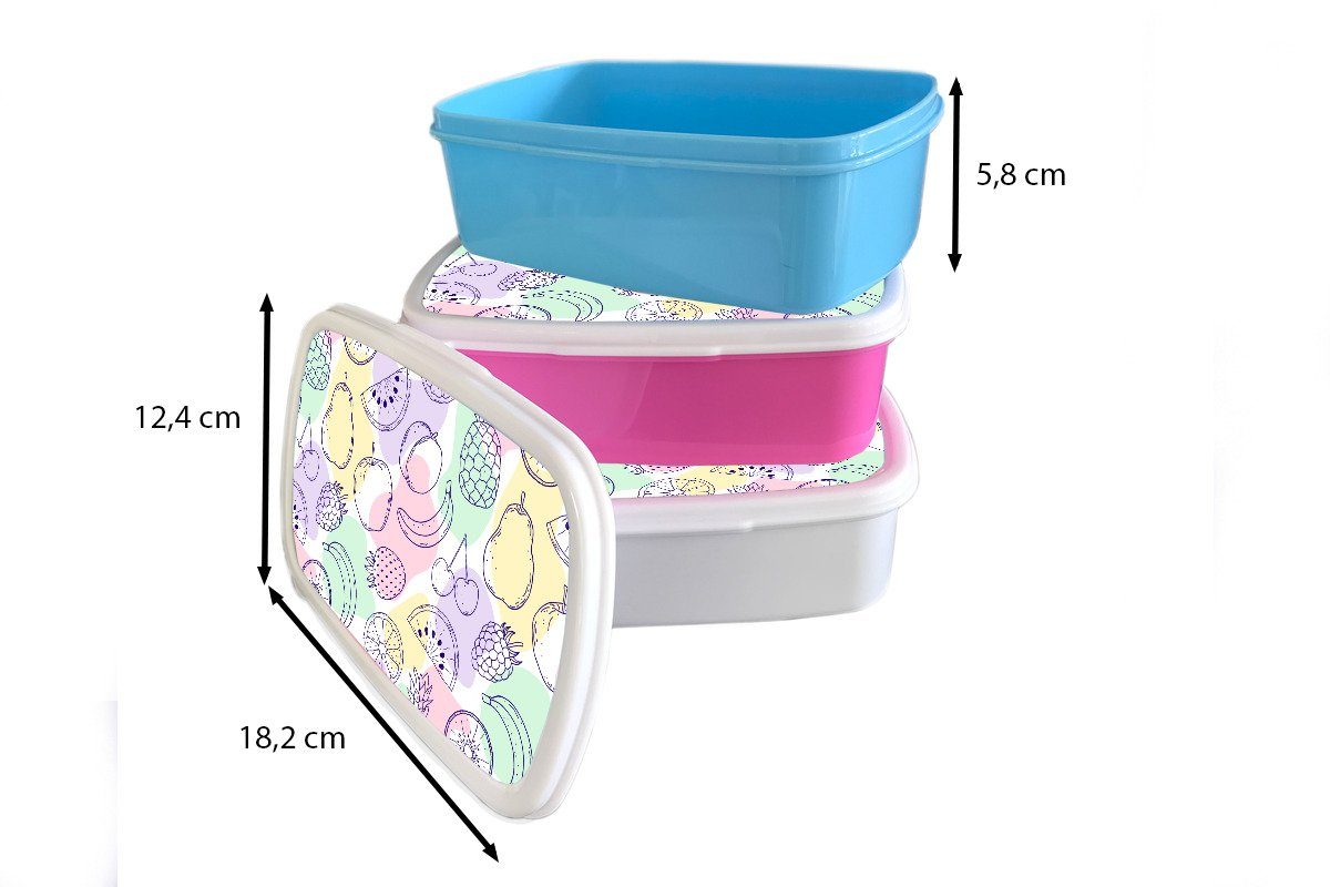 Brotbox (2-tlg), - Sommer, für - Mädchen Lebensmittel Jungs Kunststoff, Erwachsene, und und Brotdose, für Lunchbox Muster weiß Kinder MuchoWow