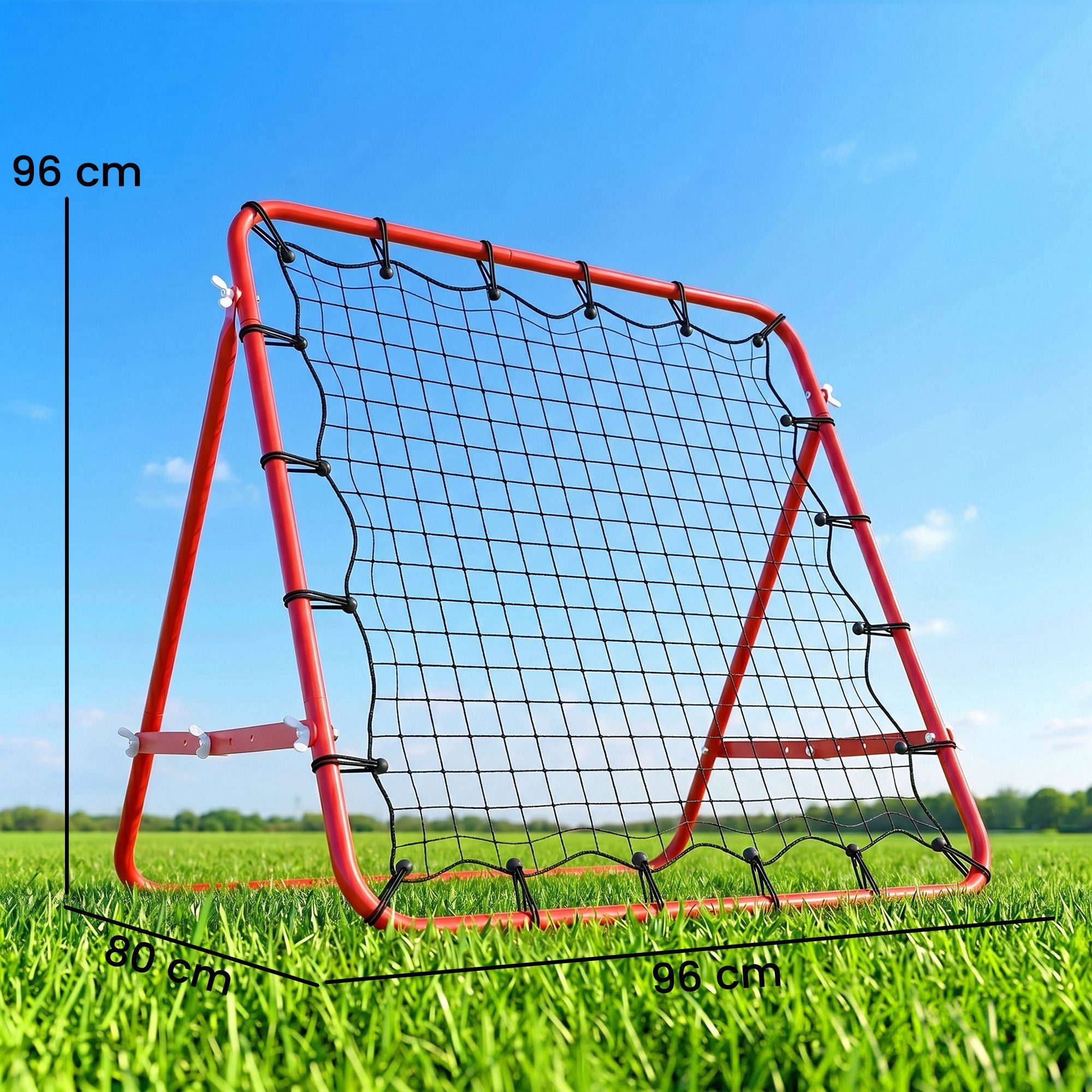 HOMCOM Rebounder Kickback Tor Rückprallwand Netz für Baseball, (Rückprallwand, 1-St., Trainingsnetz), Rot+Schwarz 96 x 80 x 96 cm