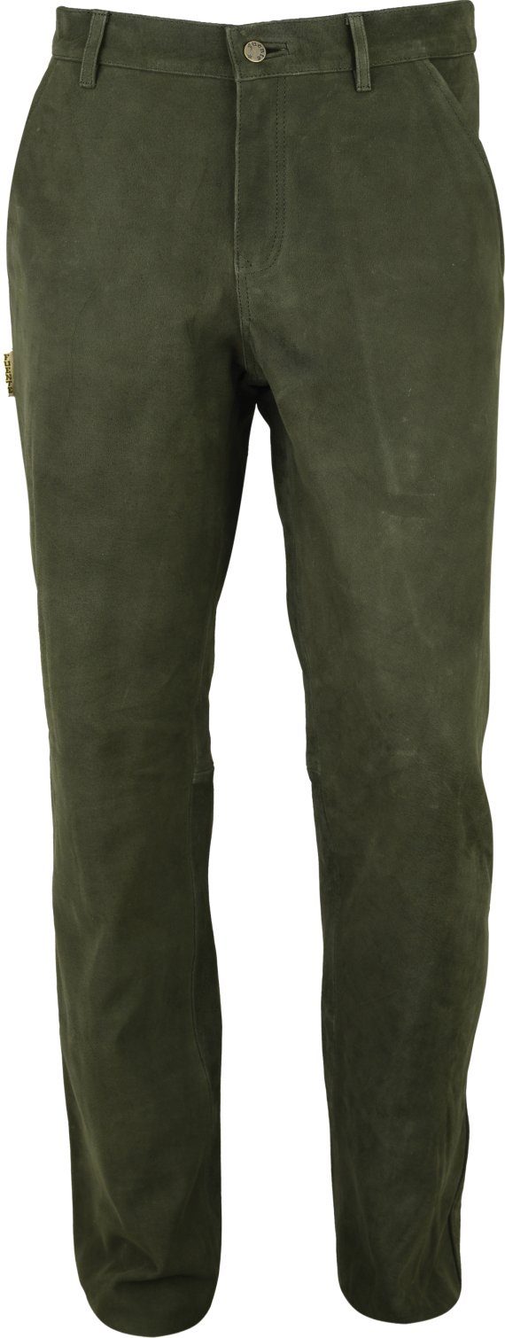 Fuente Leather Wears Lederhose Jagd Herren lang Lederjeans Olive