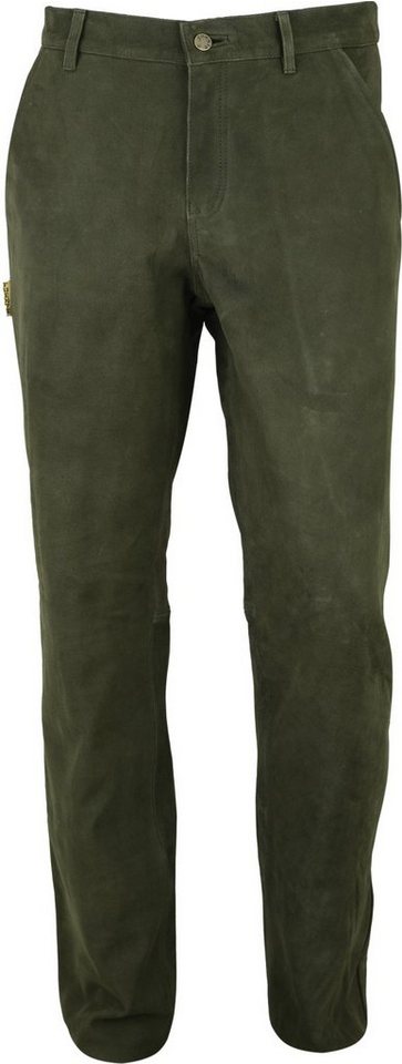 Fuente Leather Wears Lederhose Jagd Herren lang Lederjeans Olive Grün Bootcut